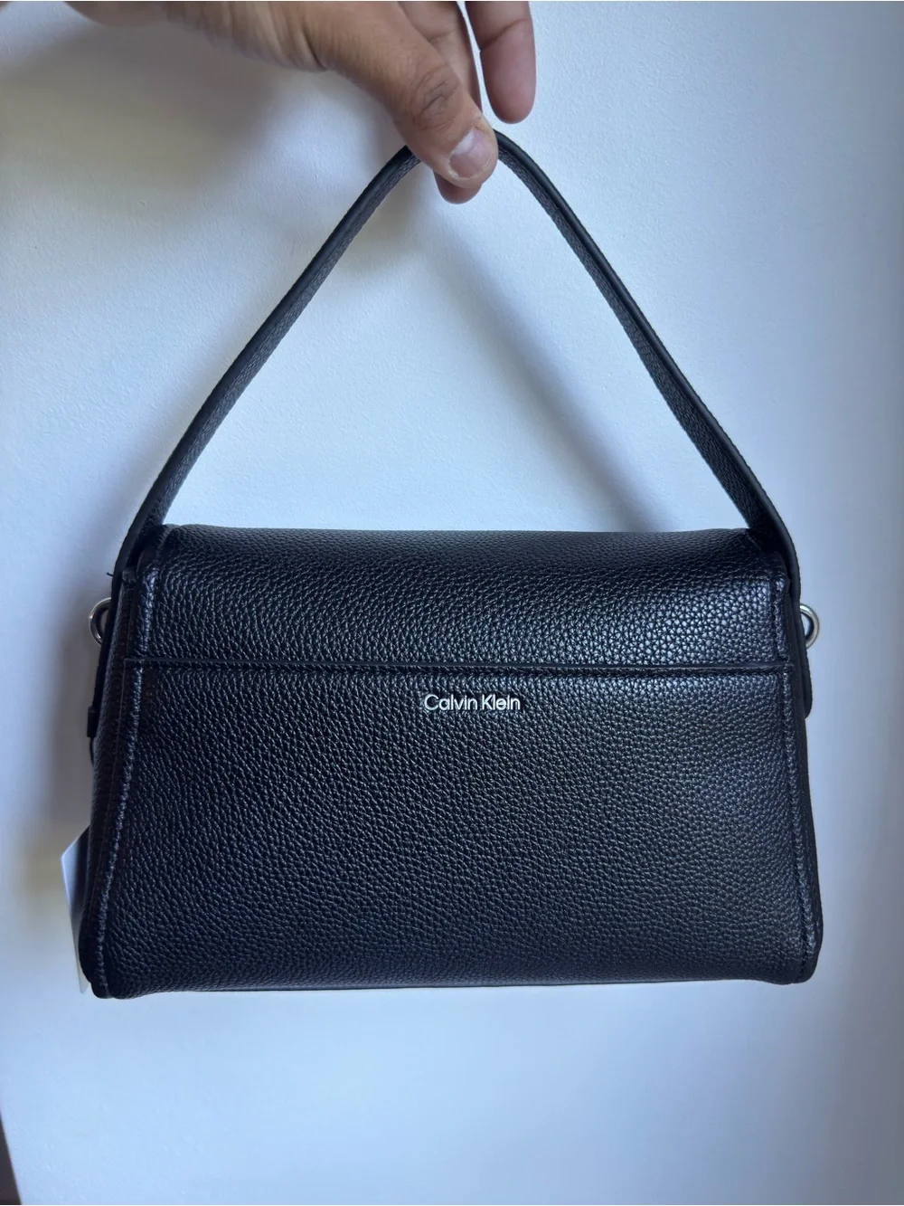 Calvin Klein Black Pebbled Leather Shoulder Bag